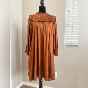 Chic Long Sleeve Rust Dress